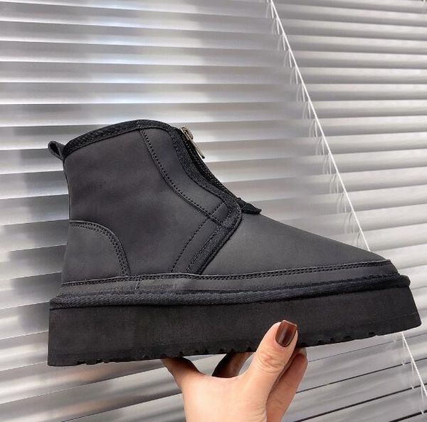 

classical short women snow boots keep warm boot man women plush casual warm boots sheepskin suede shoes chestnut grey, Black