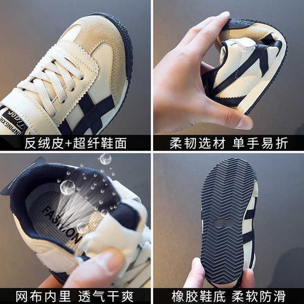 

chil1en's forrest gump shoes genuine leather spring 2023 1 boys' and girls' leisure sports shoes student campus small white s, Black
