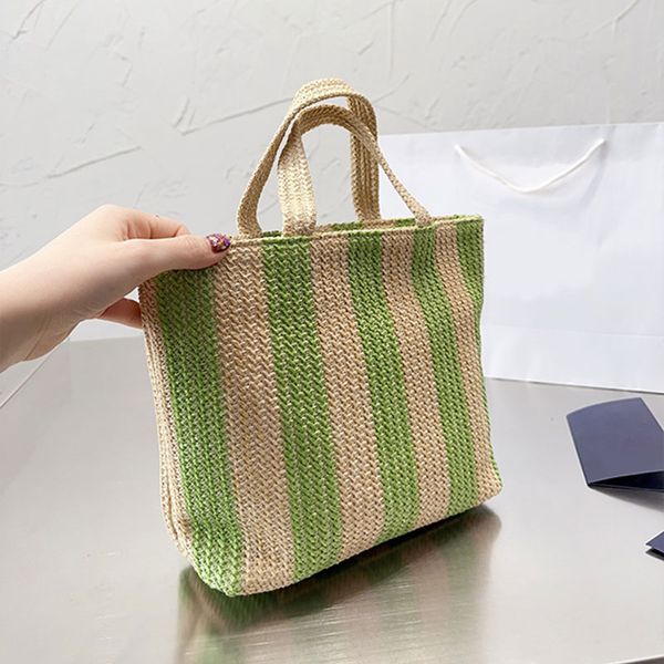 

31cm straw bag women shop tote bags beach bag stripe women shoulder handbags lady totes designer luxury holiday beachs purse weave triangula