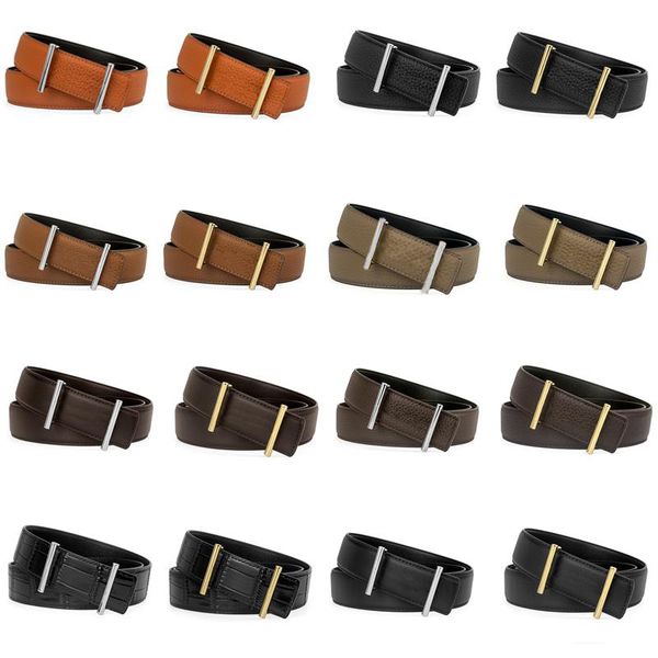 

luxury men belts customized high-end cowhide belt for mens and womens black brown lychee pattern width 3.2 3.8cm