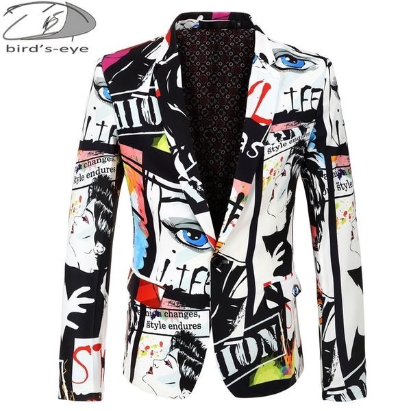 

men's suits blazers fall and winter mens suit jacket mens printing stamping fashion suit party coat slim single button blazers jacket m, White;black