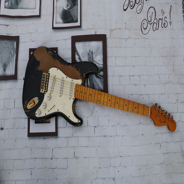 

high-end black vintage rare guitar, personalized rock guitar, package mail