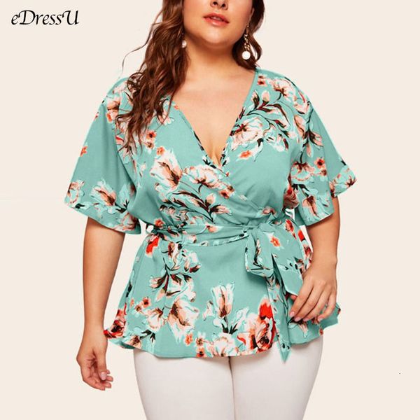 

womens blouses shirts edressu plus size women chiffon blouse print v neck shirt casual office lady wear kym802 230302, White