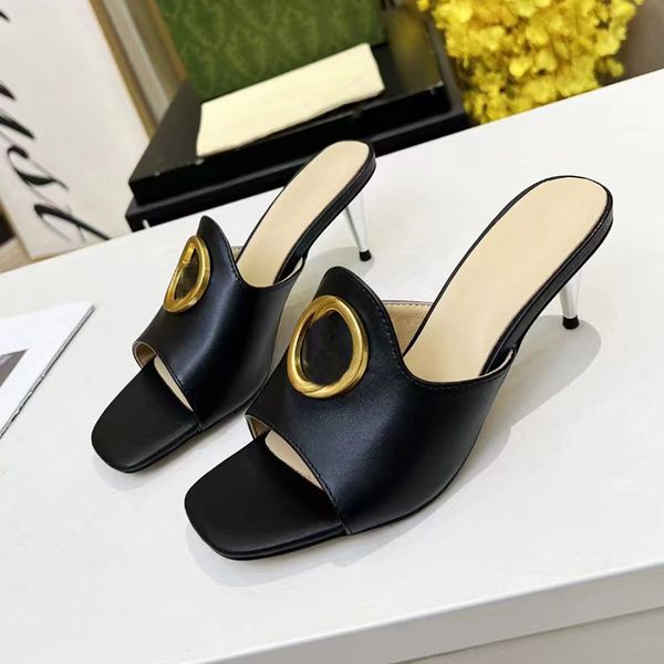 

high-heeled shoes for women designer slippers flip flops foam runner summer genuine leather luxury shoes beach sizi 9, Black