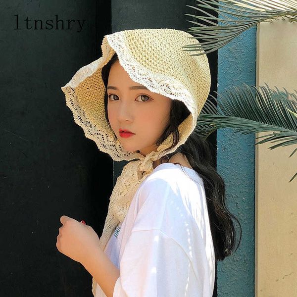 

wide brim hats summer french style lace ribbon hat bow holiday beach straw paper lady out door travel leisure cap women bucket hat foldable, Blue;gray