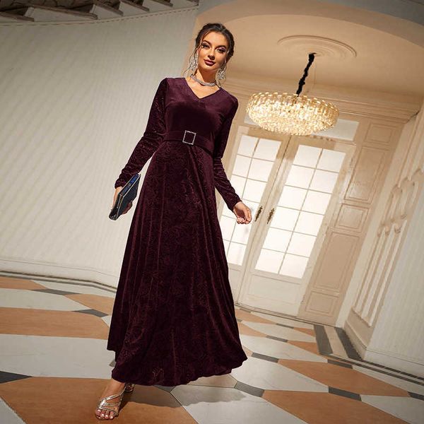 

women's casual dresses ty-21635 women's 2023v neck long-sleeved high-waistband veet elegant dresses, Black;gray