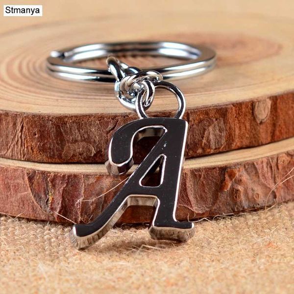 

key rings new diy a-z letters key chain silver color metal keychain women car key ring simple letter name key holder party gift jewelry r230, Slivery;golden