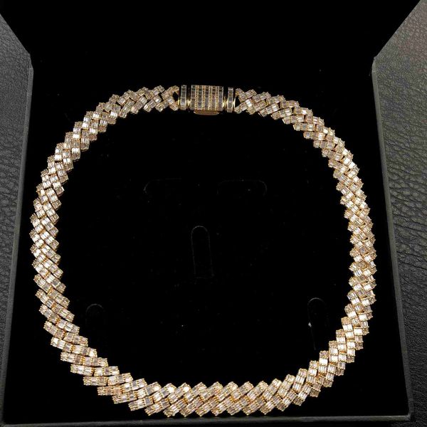 

yss jewelry wholesale solid 925 silver 12mm baguette prong cuban chain