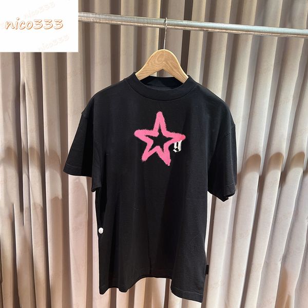 

foaming new t shirt classic letters double layer letters black pink yguang stars trees round neck bat neckline print men womens t5to, White;black