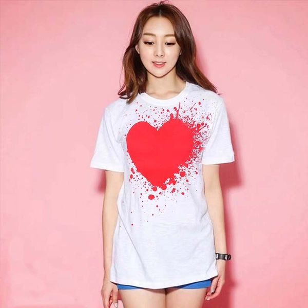 

fashion mens t shirt designer speckle ink big red heart shirt casual women shirts high quanlity tshirts cotton embroidery short sleeve summe, White;black