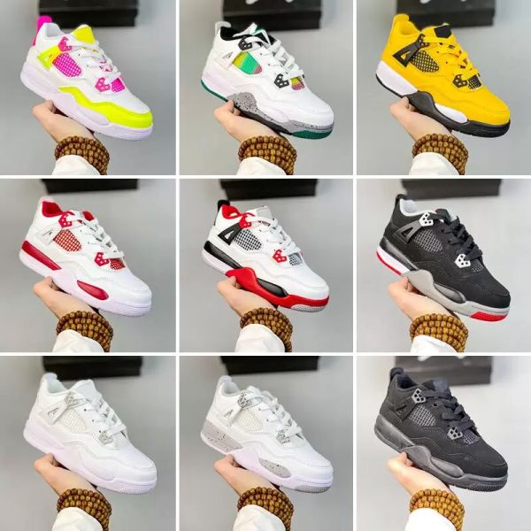 

kids jumpman pink basketball bred shoes children outdoor sports sneaker black cat pure white cement 4 fire red lemon venom athletic sneakers