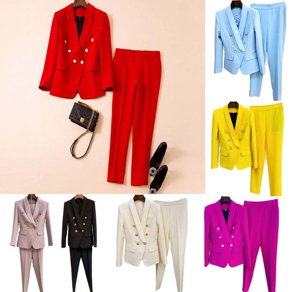 

womens two pcs pants business office lady blazer & suits leopard floral patern print solid colors two colors contrast sets slim desgn s-xxl, White