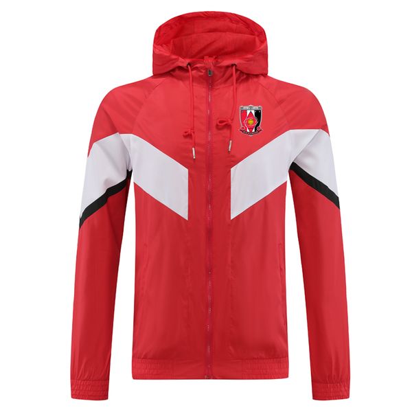 

2023 urawa red diamonds soccer mens jackets hooded windbreaker coats waterproof windproof full zipper windbreak hoodie football jacket coat, Black;brown