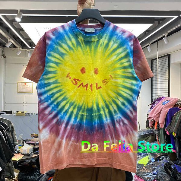 

men's t-shirts summer tie-dyed t-shirt 2021ss men women circular pattern printing tee oversize bright sunshine t230302, White;black