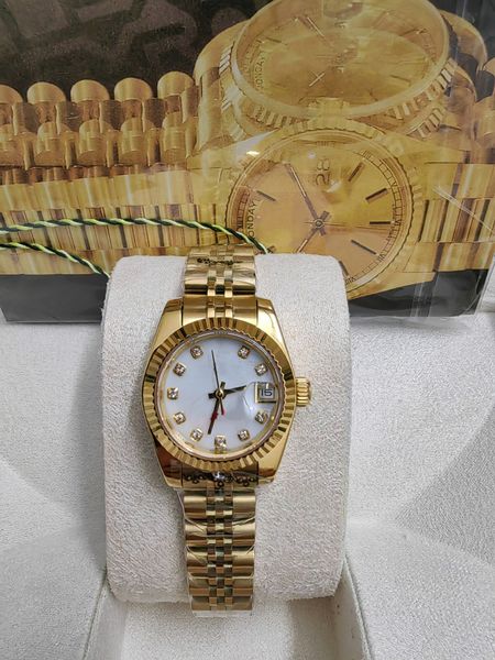 

with original box lady diamonds watch women watchs datejust 26 mm luxury women watch day dateday girl sapphire glass wristwatch automatic me, Slivery;brown