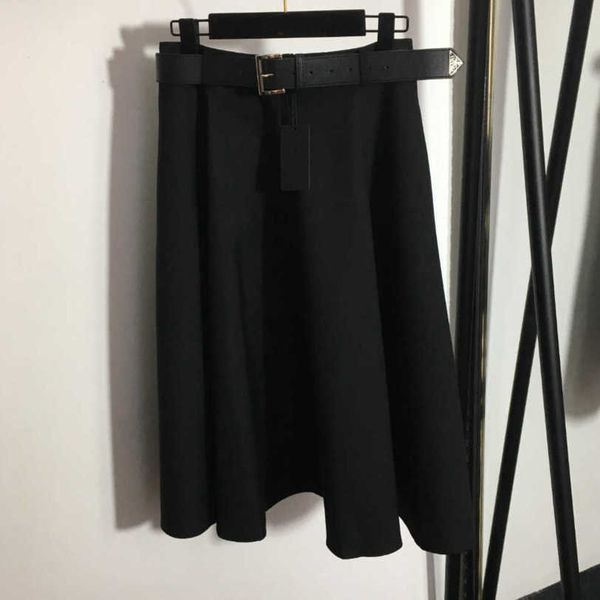

23ss designer brand womens waist tuck belt half skirt european american popular long skirt women clothing a1, Black;gray