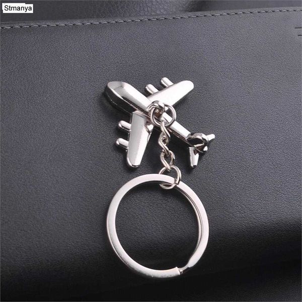 

key rings metal aircraft airplane key chain mini aircraft key ring bag pendant car keychain for men women gift jewelry r230301, Slivery;golden