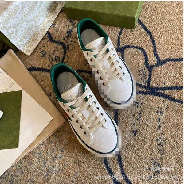 

2023 designers tennis 1977 sneaker canvas luxurys shoe beige blue washed jacquard denim women shoes ace rubber sole embroidered vintage casu, Black
