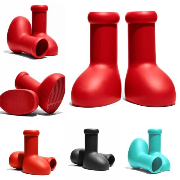 

kids big red boot boys girls youth designer thick bottom rubber platform rain bootie parent-child boost astro boy amusement park party overs, Black;grey