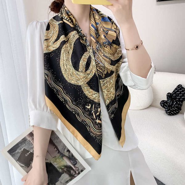 

scarves imitate twill silk scarf man women fashion tower shawl stole hijab head neck square kerchief 90*90cm l230302, Blue;gray