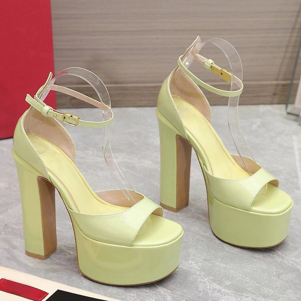 

fashionable sandals high heeled open toe women dress shoes platform with patent leather designer casual black wedding shoes party shoe