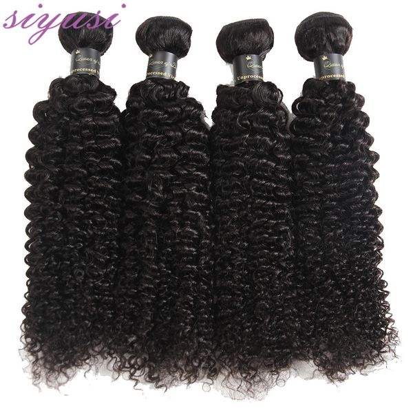 

lace wigs curly human hair bundles malaysian afro kinky 1 3 4 pcs jerry for women 230301, Black;brown