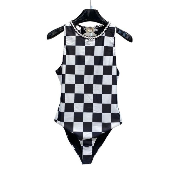

23ss women bikini bathing suits designer swim backless swimsuit beach wear swimming set with plaid runway vintage crop tank one piece desig, White;black