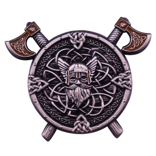 

viking odin brooch vintage metal badge cute anime movies games hard enamel pins collect metal cartoon brooch backpack hat bag collar lapel b, Blue