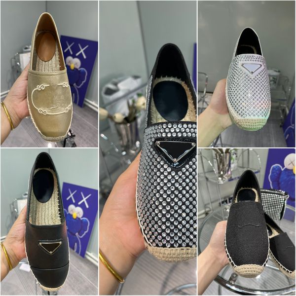 

diamond embossed sandals designer women espadrilles triangle logo embroidery loafers fashion casual sneakers classics canvas leather slipper, Black