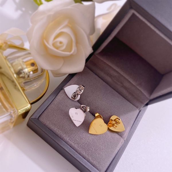 

designer heart form earrings female high end luxury fashion charm earrings titanium steel carving g letter earrings designer jewelry christm, Golden