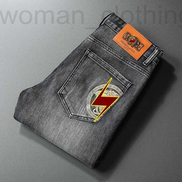 

men's jeans designer embroidered jeans men's new slim straight pants in autumn and winter cypl, Blue