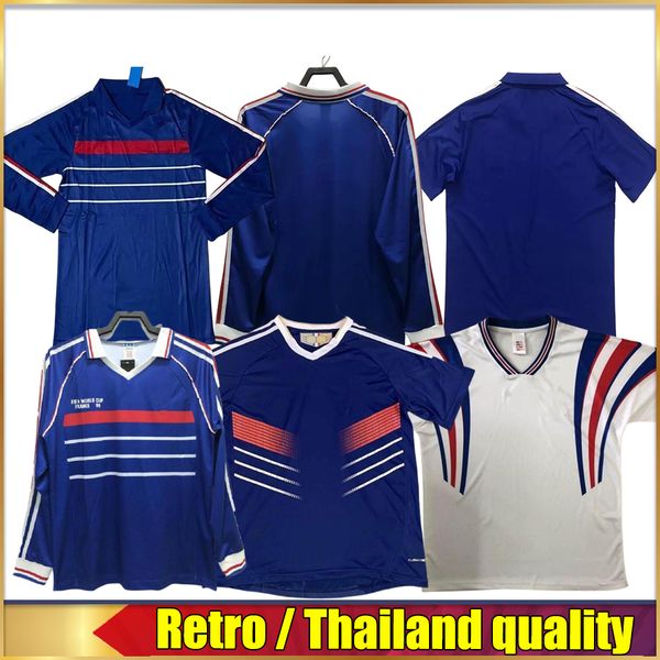 

long sleeve 1984 1998 henry zidane soccer jerseys world cup retro guivarch football jersey djorkaeff trezeguet deschamps maillot de foot uni, Black;yellow