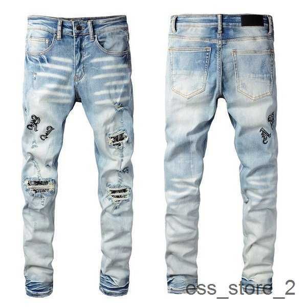 

fashion mens jeans cool style luxury designer denim pant distressed ripped biker black amirly blue jean slim fit 4 m6g4