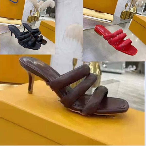

quality women appeal shoes high heels slippers sandals nude color sandal fashion banquet stylist ladies dress shoe with box, Black