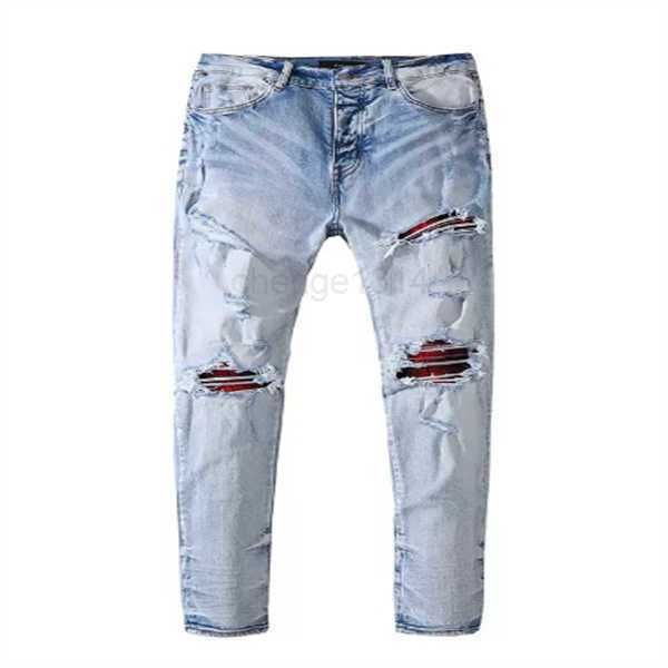 

mens jeans men jean hip hop pants street trend zipper high style hole denim chain decoration ripped panelled trousers christmastz55tz55, Blue