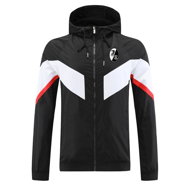 

2023 sc freiburg soccer mens jackets hooded windbreaker coats waterproof windproof full zipper windbreak hoodie football jacket coat sweate, Black;brown