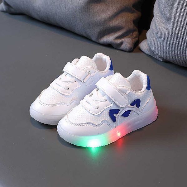 

athletic outdoor children sport shoes with led lights 1 to 6 years old kids shoes boys girls toddler anti-slippery sneakers with luminous so, Black