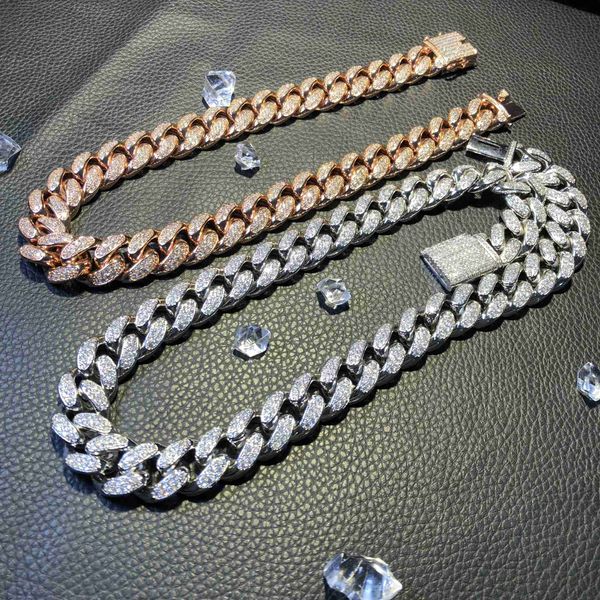 

designer jewelry diamond cuban link in white gold (12mm 18inches), Silver
