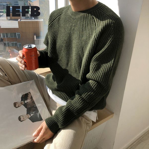 

men's sweaters iefb / men's wear classic round collar sweater korean fashion loose kintted for male autumn winter warm clothes 9y, White;black