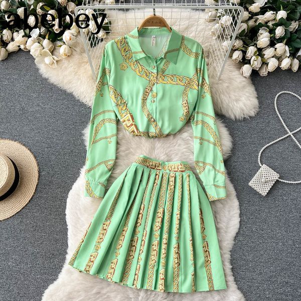 

two piece dress 2pcs summer women plaid blousesbow skirt sets turn down collar long sleeve high waist girl outfits 230302, White
