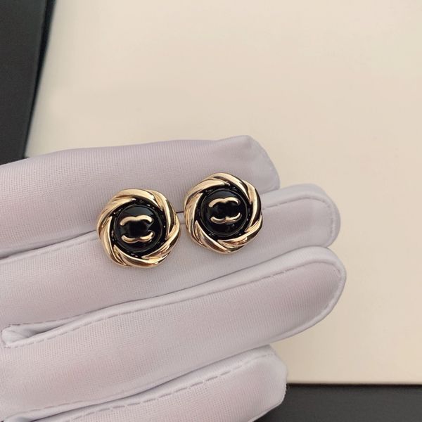 

luxury designer stud c earrings ladies elegant simple earrings aretes for women party jewelry with box, Golden;silver