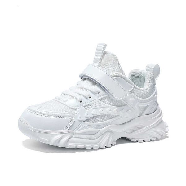 

little white shoes 2023 spring 1 boys' dad shoes mesh breathable girls' all-white sports chil1en's shoes, Black