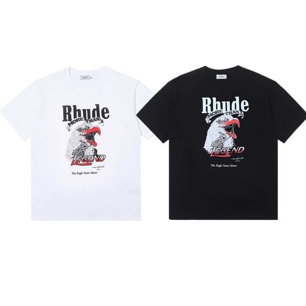 

fashion brand rhude los angeles limited signature eagle print summer casual men and women loose short-sleeved t-shirt, White;black