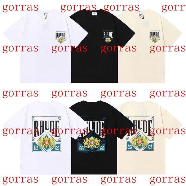 

23s summe mens t-shirts america tide brand rhude printed t men women washed do old round neck treetwear t-shirts spring summer high street88, White;black