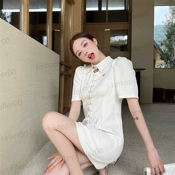 

designer womens dresses 2023 summer fashion casual white polo short sleeve dress heart hollow design classic triangle logo custom imported c, Black;gray