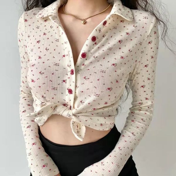 

deeptown vintage kawaii blouses long sleeve cottagecore harajuku fashion sweet women shirt aesthetic cardigan crop basic y2k 230302, White