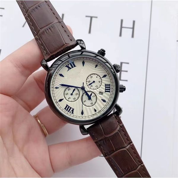 

spot 2023 new foreign trade small needle run second fashion casual men's steel belt belt watch spot, Slivery;brown