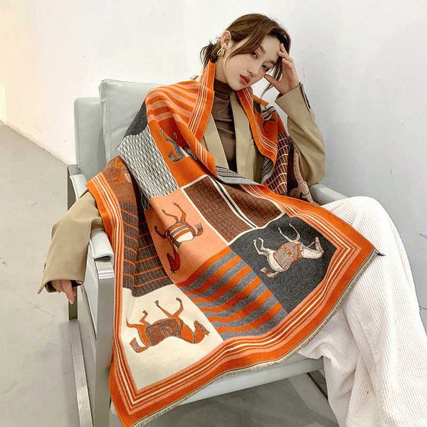 

scarf female winter versatile high-grade cashmere office air-conditioned room shawl high-end net red, Blue;gray