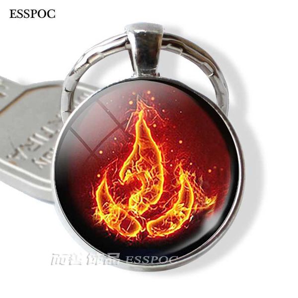 

key rings fashion avatar the last airbender fire nation emblem aang korra zuko pendant glass keychain metal key chain anime manga gift r2303, Slivery;golden