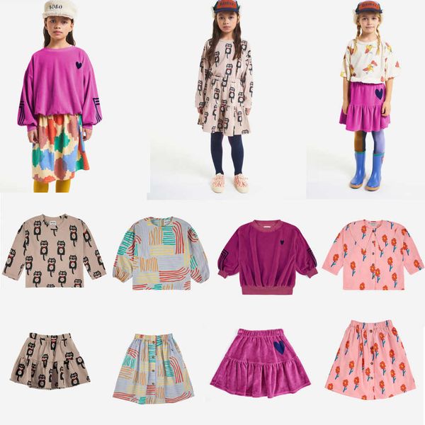 

skirts korean kid clothes shirt skirt for baby girls 2022 new bc autumn flower cotton sweatshirts dress set children's clothings t23030, Blue